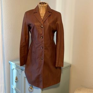 Vintage Danier Chocolate Brown Leather Coat, Sz. XS